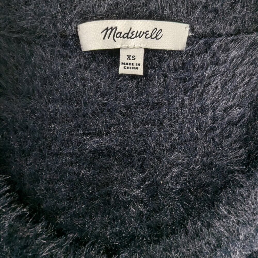Madewell Black Fuzzy Textured Button Front Cardig… - image 6
